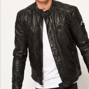 Men’s SD Endurance Track Leather Jacket Superdry L